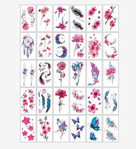Nouveauté 2022 : Lot de 30 autocollants de tatouage lettres anglaises, petites fleurs, papillons, renards, pour <span class=keywords><strong>bras</strong></span>, hommes et femmes - Product Image 3
