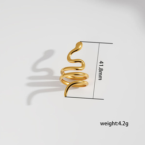 Nouvelle <span class=keywords><strong>Bague</strong></span> Serpent en Acier Inoxydable Électroplaqué, Style Européen et Américain Tendance, Créative et Audacieuse, Motif Animal - Product Image 5