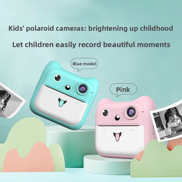 Cross-border New Arrival Children's Cartoon Mini Instant Film Thermal Print Digital Camera with 2.4" Screen and ABS Material