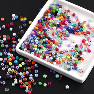 Perles de verre mélangées 4 mm, perles rondes en vrac pour la fabrication de bijoux, bracelets, colliers, fournitures de bricolage - Product Image 2