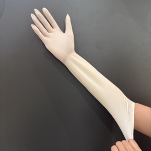 Sarung Tangan Lateks Steril Sekali Pakai Bebas Bubuk Panjang 40cm untuk Rumah Sakit, Bedah, Medis, dan Pemeriksaan Ginekologi - Product Image 4