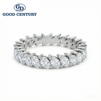 Bague d'éternité classique Good Century en or 18 carats avec diamants de laboratoire taille ovale, pour homme ou femme, bijoux fins de mariage