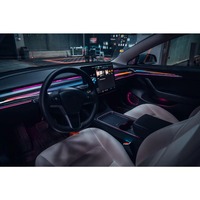 Pour Tesla Model 3 Model Y 2021-2023, panneau d'éclairage ambiant RGB pour tableau de bord, fibre de carbone, noir piano, amélioration de l'intérieur