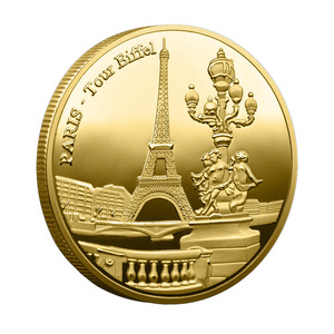 Moneda Conmemorativa de la Torre <span class=keywords><strong>Eiffel</strong></span> de París, Chapada en Oro/Plata, con Relieve 3D, Artesanía Metálica, Recuerdo de Viaje, Regalo Francés - Product Image 2