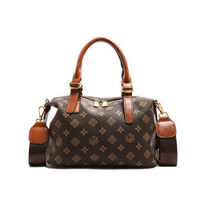 กระเป๋าถือสไตล์บอสตันแบบยุโรปอเมริกัน ลายพิมพ์เรโทร สายสะพายไหล่เดี่ยว ปิดด้วยซิป บุด้วยโพลีเอสเตอร์ 1028 - Product Image 5