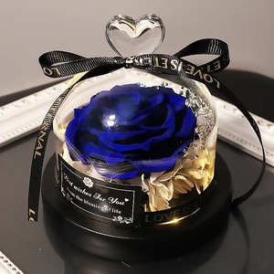 Cœur de rose éternelle multicolore sous cloche en verre pour Noël, décoration de bureau, de chambre et de maison, cadeau d'entreprise, récompense pour le personnel - Product Image 2