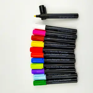 Acrylic Painter Metallic Neon Glitter Marker Pen for Rock Painting Stone Ceramic Glass Wood Canvas