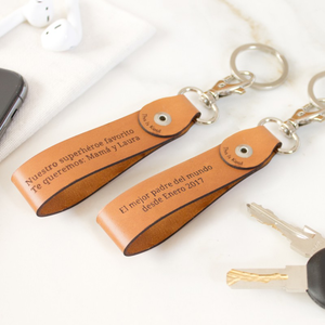 Da cá nhân Keychain màu xanh tùy chỉnh Keychain Móc Chìa Khóa Da Wristlet Keychain cho nam giới - Product Image 4