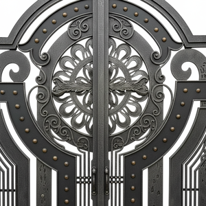 Puerta <span class=keywords><strong>de</strong></span> Entrada Doble <span class=keywords><strong>de</strong></span> Hierro Forjado a Mano, Puerta Frontal Arqueada, <span class=keywords><strong>Portal</strong></span> <span class=keywords><strong>de</strong></span> Entrada Ornamental para Jardín <span class=keywords><strong>de</strong></span> Villa - Product Image 2