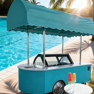 Custom Designed Electric 2-Wheel Fiberglass Street Snack Ice Cream Freezer Mini Push Cart Food Cart Brushless Motor 36V Lithium - Product Image 3