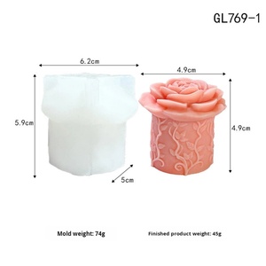 Molde de silicona UNIMOUND para velas aromáticas con forma de columna de rosas, modelo 3D de rosa con textura de árbol, apto para horno, para bricolaje creativo. - Product Image 5