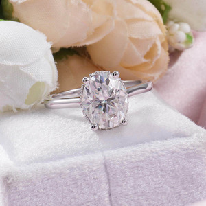 <span class=keywords><strong>Prix</strong></span> de gros personnalisé, bague de fiançailles en <span class=keywords><strong>or</strong></span> véritable massif 10K 14K <span class=keywords><strong>18K</strong></span>, taille ovale, solitaire, moissanite, pour femmes, bijoux fins, cadeau - Product Image 6