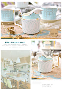 Décorations d'intérieur de luxe européennes en céramique verte avec poignée dorée pour le café et le thé - Product Image 5