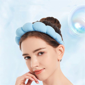 Özel Logo Spa bilek Washband yüz yıkama 6 adet Set puf sünger makyaj elastik kadınlar kızlar için saç bandı kafa bandı - Product Image 5