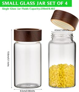 Accessoires de cuisine, bocaux à épices en verre borosilicate de qualité alimentaire avec couvercle en bois d'acacia hermétique - Product Image 2
