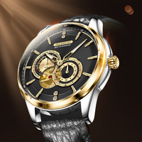 Fabricant de montres sur mesure, montre squelette mécanique Miyota82S7, cristal saphir, montres automatiques vintage pour hommes