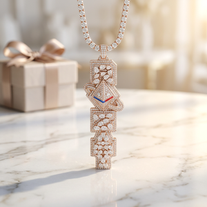 Bijoux de déclaration pour homme en argent sterling 925 avec diamant de laboratoire, style art arabe, hip-hop, luxe, mode urbaine, pour soirée, audacieux et haut de gamme - Product Image 1