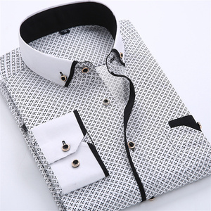 Nouvelle <span class=keywords><strong>chemise</strong></span> habillée décontractée pour <span class=keywords><strong>homme</strong></span>, coupe ajustée, manches longues, imprimée, légère et fine - Product Image 5