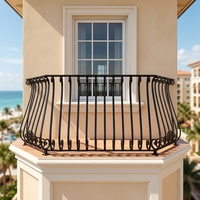Balustrades de balcon en fer forgé cintrées, populaires pour les hôtels et villas en Floride et en Californie, résistantes à la corrosion, structure robuste et stable
