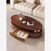Table basse moderne en bois avec tiroir, design de rangement écologique pour salon