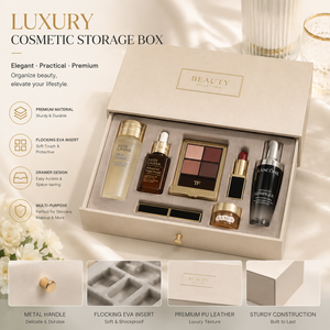 Custom Drawer Cosmetic Box Packaging with Golden Pull and Custom Printing - Product Image 1
