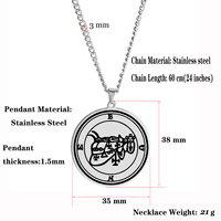 Acier Couleur Roi Asmoday Sigil Démon Origines Joint Moindre Clé de Salomon Goetia 25-36 Talisman Pendentif En Acier Inoxydable Collier