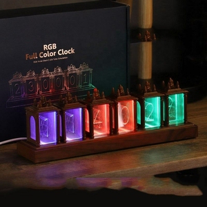 Led Digital Nixie Clock <b>Electronic</b> Retro Table Clock Rgb Decoration Clock Antique Style Night Light - Product Image 1