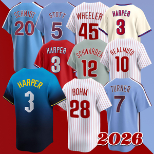 Camisetas de béisbol cosidas para hombre Bryce Harper Zack Wheeler Alec <span class=keywords><strong>Bohm</strong></span> J.T. Realmuto Trea Turner Kyle Schwarber Bryson Stott Tallas S-3XL - Product Image 1