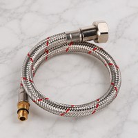 Tuyau d'arrosage flexible en acier inoxydable 304 tressé et durable avec ligne rouge, connecteur d'alimentation en eau flexible, anti-fuite