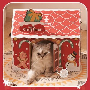 Caja de cartón RTS para casa de gatos, tablero para rascar artesanal, nido de gatito, ventana pequeña para interiores, automontaje, papel corrugado, suministros de Juguetes - Product Image 3