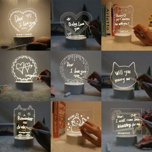 Tablero de Mensajes LED Acrílico 3D con Base Blanca Borrable, Luz Nocturna, Ideas Creativas para Regalos de Cumpleaños, Bloc de Escritura Acrílico Luminoso - Product Image 5