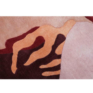 Tapis en laine fait main à motif floral abstrait, rouge et rose, tapis d'art moderne, cadeau de Noël, Nouvel An - Product Image 6