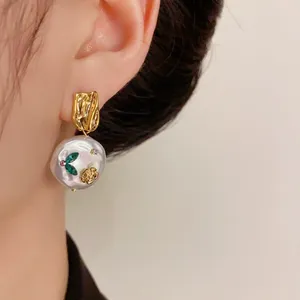 Pendientes <span class=keywords><strong>de</strong></span> Perlas <span class=keywords><strong>de</strong></span> Imitación Estilo Barroco Monet Garden, Joyería con un Toque Inusual para Mujeres y Niñas, Accesorios <span class=keywords><strong>de</strong></span> Lujo Ligero - Product Image 1