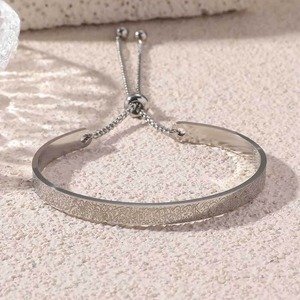 <span class=keywords><strong>Bracelet</strong></span> en acier inoxydable avec chaîne de perles, <span class=keywords><strong>gravure</strong></span> arabe en forme de C réglable, bijoux tendance et populaires pour hommes ou femmes - Product Image 2