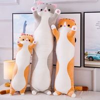 Peluche géante Beejay chat en coton PP doux de 50 cm, compagnon de sommeil, jouet et coussin long de dessin animé