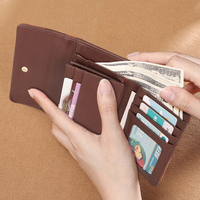 Dompet Wanita Kulit Asli RFID Blocking Model Lipat Tiga, Tas Tangan Kecil, Clutch Kulit Sapi, Tempat Kartu, Promo Hot Sale