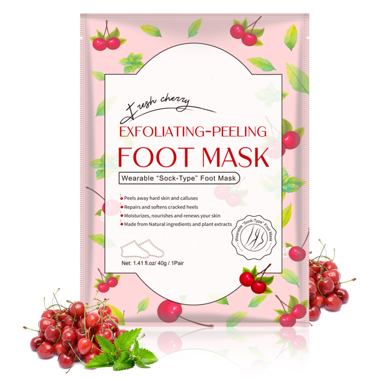 Cherry foot mask Exfoliating keratinous foot mask Moisturizing care foot mask Factory Wholesale