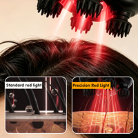 Masseur de cuir chevelu portable personnalisé avec logo, petit et maniable, avec lumière rouge intelligente, fonction de pétrissage EMS, étanche