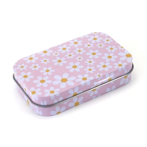 <span class=keywords><strong>Petit</strong></span> étui à cigarettes à couvercle à charnière personnalisé Cadeau Bonbons Menthe Stockage Conteneur rectangulaire Boîte en métal - Product Image 1