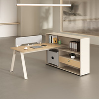 Ensemble de bureau et chaise en PVC moderne et simple avec rangement bibliothèque, double poste de travail 4x6 pour usage professionnel
