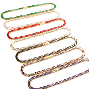 変色フリー18Kゴールドメッキテニスチェーンジュエリーアイスアウトバゲットダイヤモンドキュービックジルコニアテニスネックレス - Product Image 5