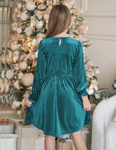 <span class=keywords><strong>Abito</strong></span> Vintage Autunnale per Bambine 4-13 Anni, Stile Impero, Antistatico, in <span class=keywords><strong>Velluto</strong></span>, Maniche Lunghe, Collo Tondo, Lunghezza <span class=keywords><strong>Midi</strong></span> - Product Image 5