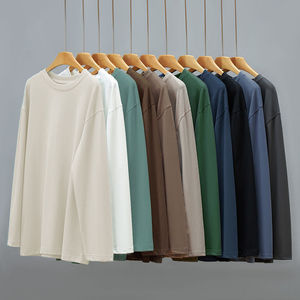 เสื้อยืดแขนยาวผ้าคอตตอน100% ทรงหลวม<span class=keywords><strong>5XL</strong></span> เสื้อเปล่าสำหรับผู้ชายสินค้าออกใหม่ MTL2025ออกแบบได้ตามต้องการ - Product Image 2