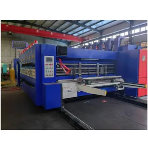 Kotak karton Flexo 4 warna Printer Slot Die-Cutter cetak Slot Die Cut kotak karton mesin pemotong Die Slot cetak