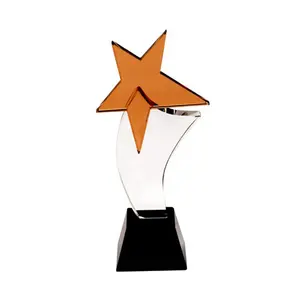 2023 nouveau design blanc top étoile diamant forme golf exclusif prix honneur cristal coupe trophée