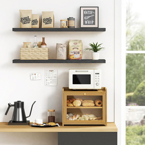 Bamboo Bread <b>Storage</b> Box Double Layer Transparent <b>Acrylic</b> Cover Kitchen Desktop Organizer - Product Image 5