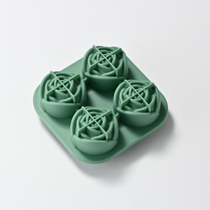 Hersteller Großhandel 3D Rosenförmiger Eisball-Bereiter, 4-Kammer Silikon-Eiswürfelform für Whiskey - Product Image 2