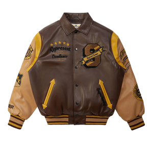 Oem Odm Leather <strong>Baseball</strong> Unisexvarsity Men's Jacket Custom Sleeve Oversized Embroidered Woolen Bomber Casual High Quality Jacket - Product Image 1