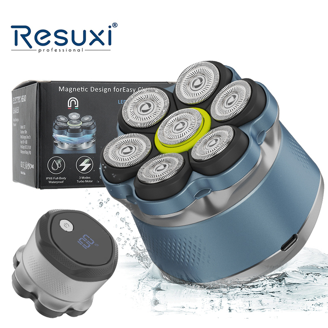 Resuxi 337 Head Shaver for Bald 1400mAh 8500RPM 7-blade Electric Shaver Magnetic Design IPX6 Waterproof Head Shavers
