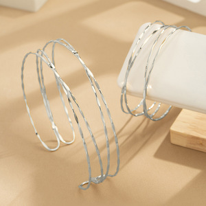 Gold & <b>Silver</b> Plated Minimalist Twist Design Adjustable Open <b>Choker</b> and Arm Cuff Set - Product Image 6